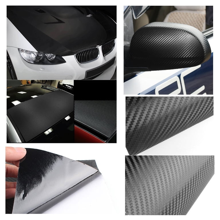 4D Black Carbon Fiber Vinyl Wrap - Bubble Free Air Release, 48 X 60 Inch Sheet
