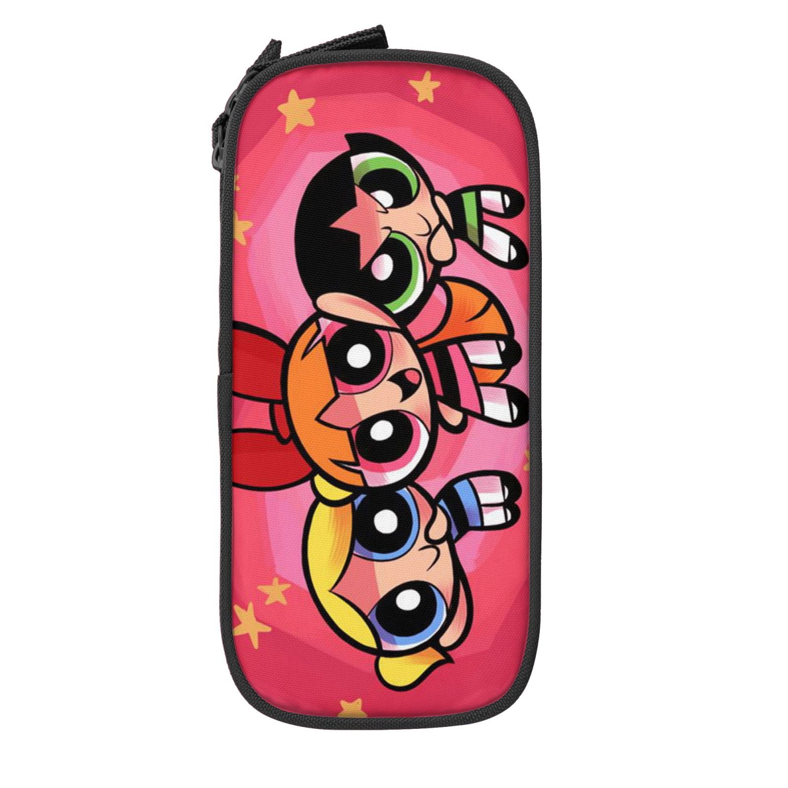 The Powerpuff Gi-rls Pencil Case Large Capacity Pencil Pouch Penbag Office Stationery Organizer Travel Makeup Bag Black