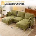 thumbnail image 6 of Ktaxon U-Shaped Sofa with 2 Removable Ottomans, Flannel Deep Seat Couch for 3, Convertible Sleeper, Green, 6 of 12