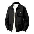 thumbnail image 1 of Manteau Long Homme Mode Décontractée Couleur Unie Manches Longues avec Col Rabattu et Poche Zippée, 1 of 3