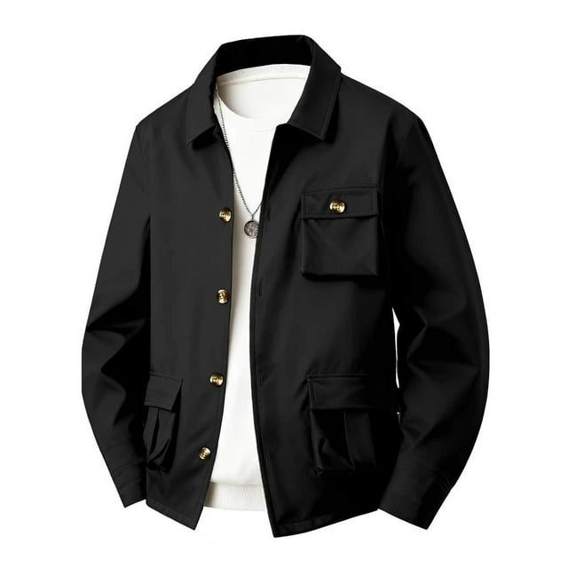LIaqionyy Mens Jacket Casual Shirts Shacket Button down Jackets Outerwear Fall Winter Clothes with Pocket