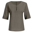 thumbnail image 4 of Tweang Womens Button Up Shirts Traditional Mexican Shirts Loose Tunics Dressy Blouses 2026 Trendy Fashion Clothes Womens 3/4 Sleeve Tops Cozy Loose Fit Basic T-shirts Loose Fit Blouses Bronze M, 4 of 5