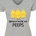 thumbnail image 4 of Inktastic Chillin' with My Peeps Women's V-Neck T-Shirt, 4 of 5