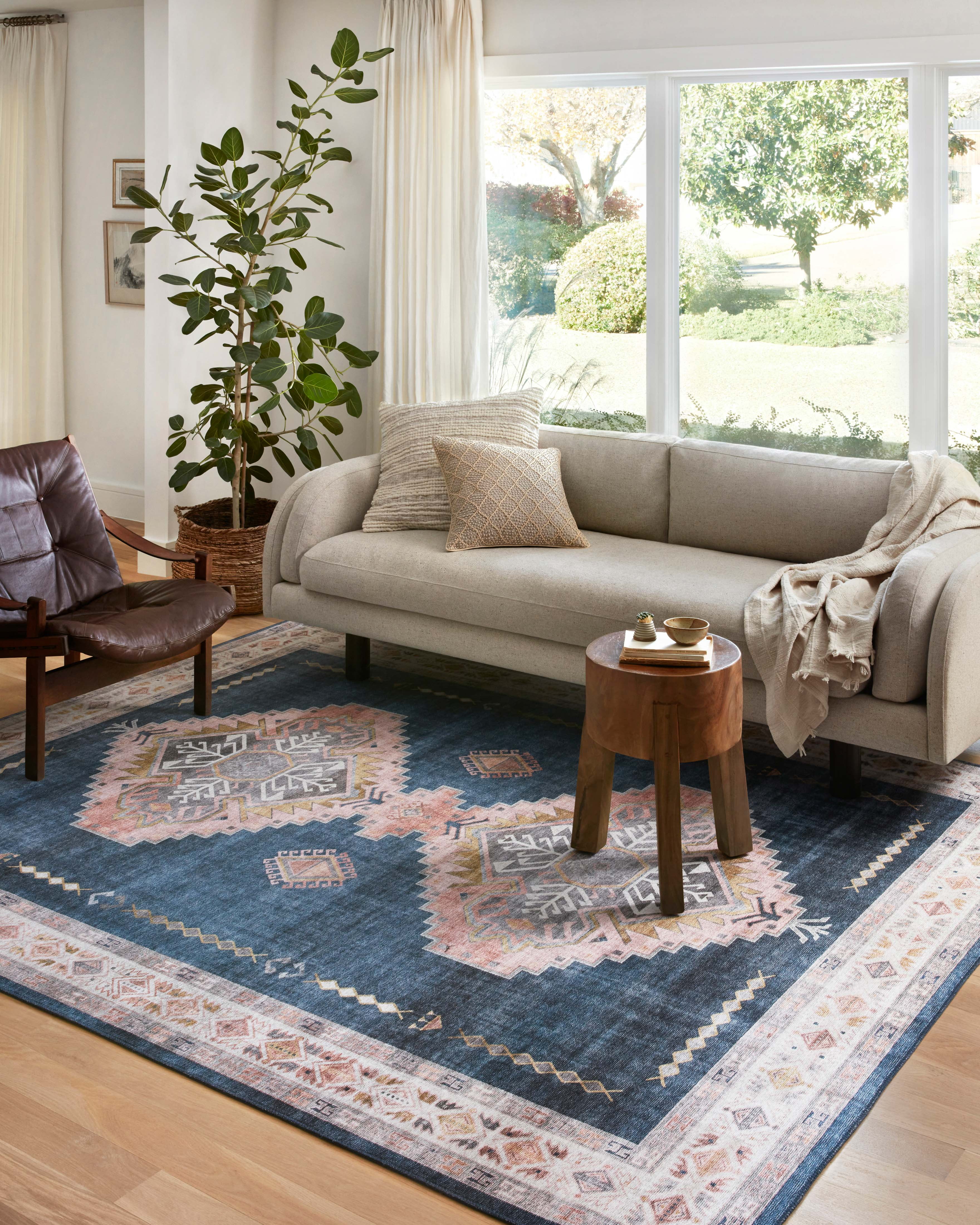 Loloi Heidi Collection HEI-03 Denim / Blush, Southwestern Area Rug 3'-6" x 5'-6"