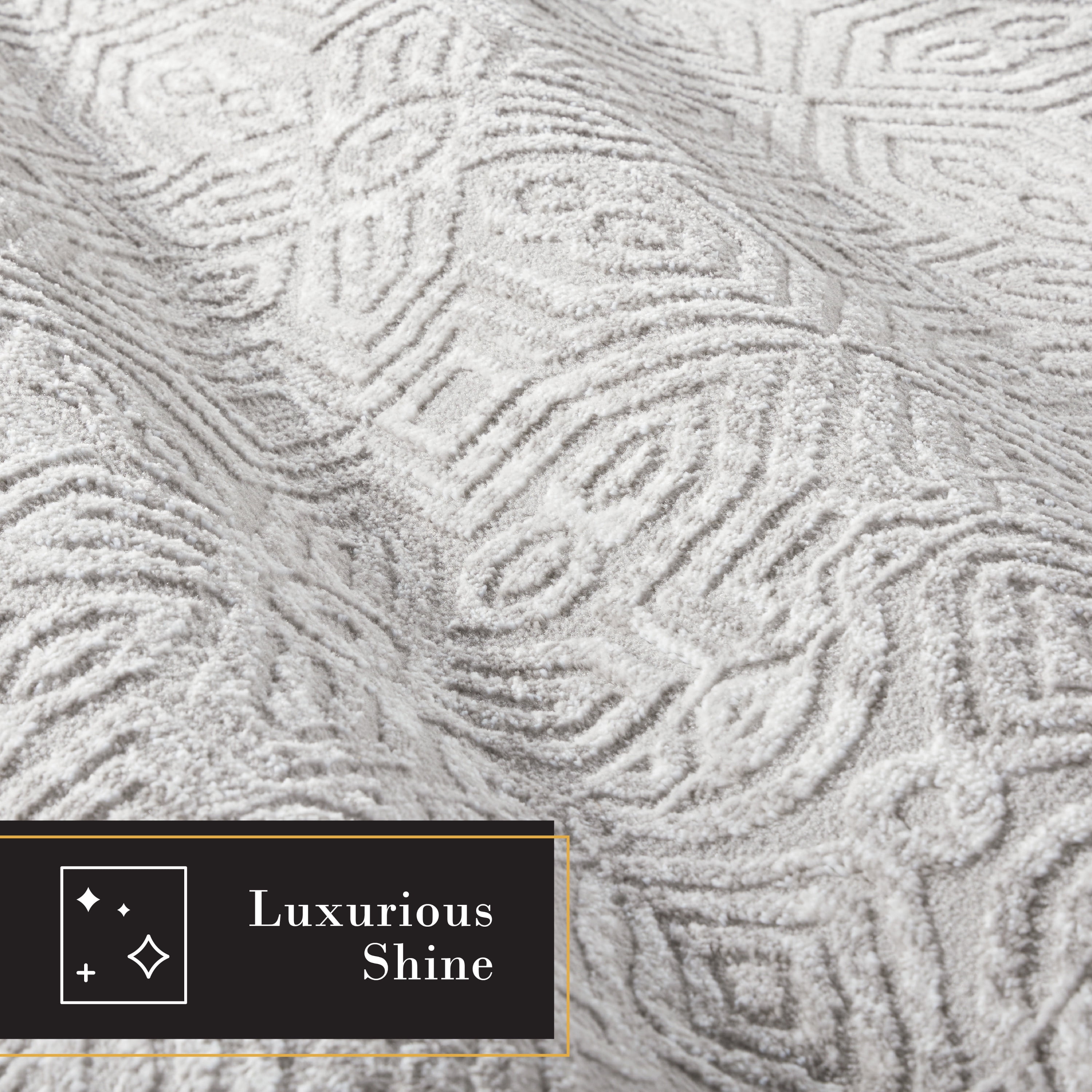 TOWN & COUNTRY LUXE Maya Medallion Tile Neutral Indoor Area Rug with High-Low Texture, Grey, 6'6"x9'6"