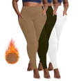thumbnail image 2 of XFLWAM 3 Pack Fleece Lined Leggings for Women Plus Size Tummy Control Leggings High Waisted Athletic Yoga Pants Winter Thermal Leggings with Pockets, 2 of 9