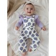 thumbnail image 4 of BemeyourBBs Baby Girls Clothing Set Long Sleeve Ribbed Romper with Print Overalls, 4 of 9