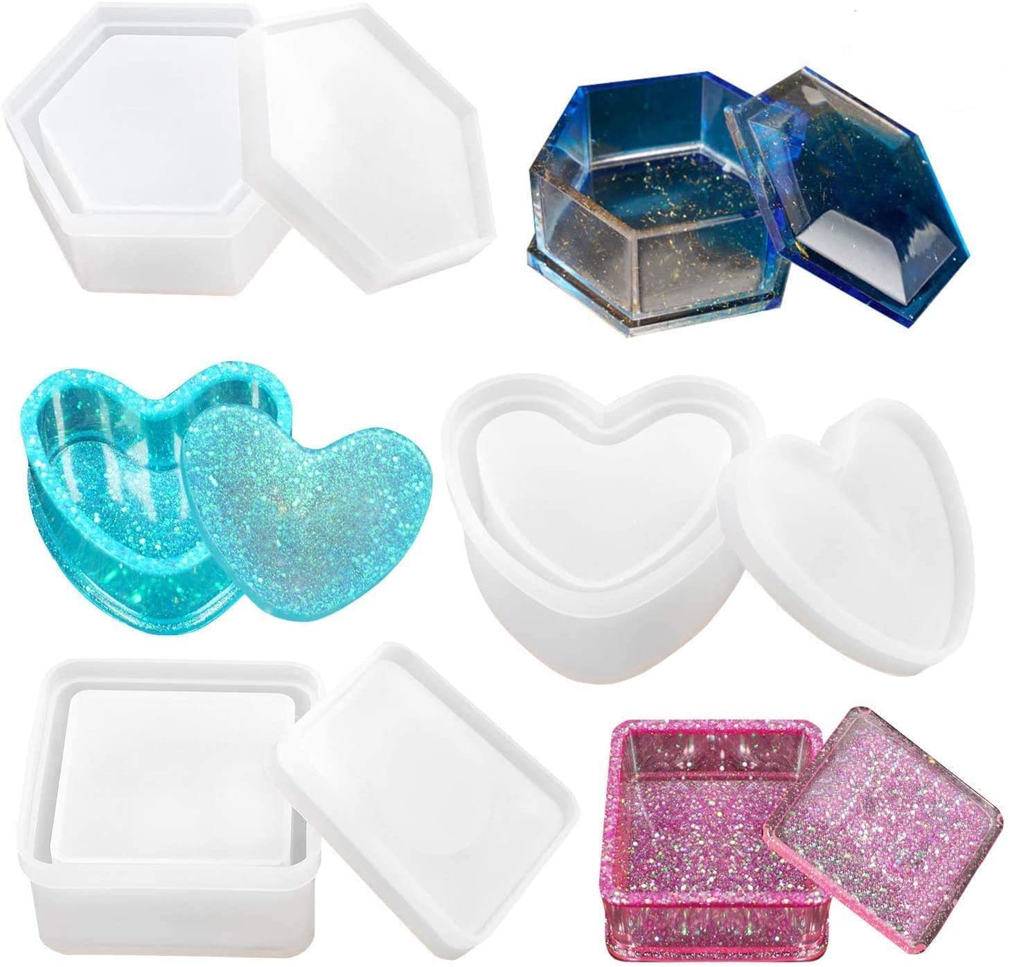 3Pcs Resin Shaker Molds Set Heart Shape Hollow Quicksand Silicone Mold  Resin Casting Molds 