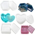 thumbnail image 1 of Caja de almacenamiento de joyas de resina de silicona con tapa Ormromra forma cuadrada y corazón hexagonal, 1 of 8