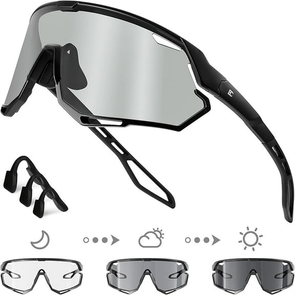 BIRCEN Photochromic Cycling Glasses: Mountain Bike Sports Sunglasses for Men Women Running Riding MTB Baseball
