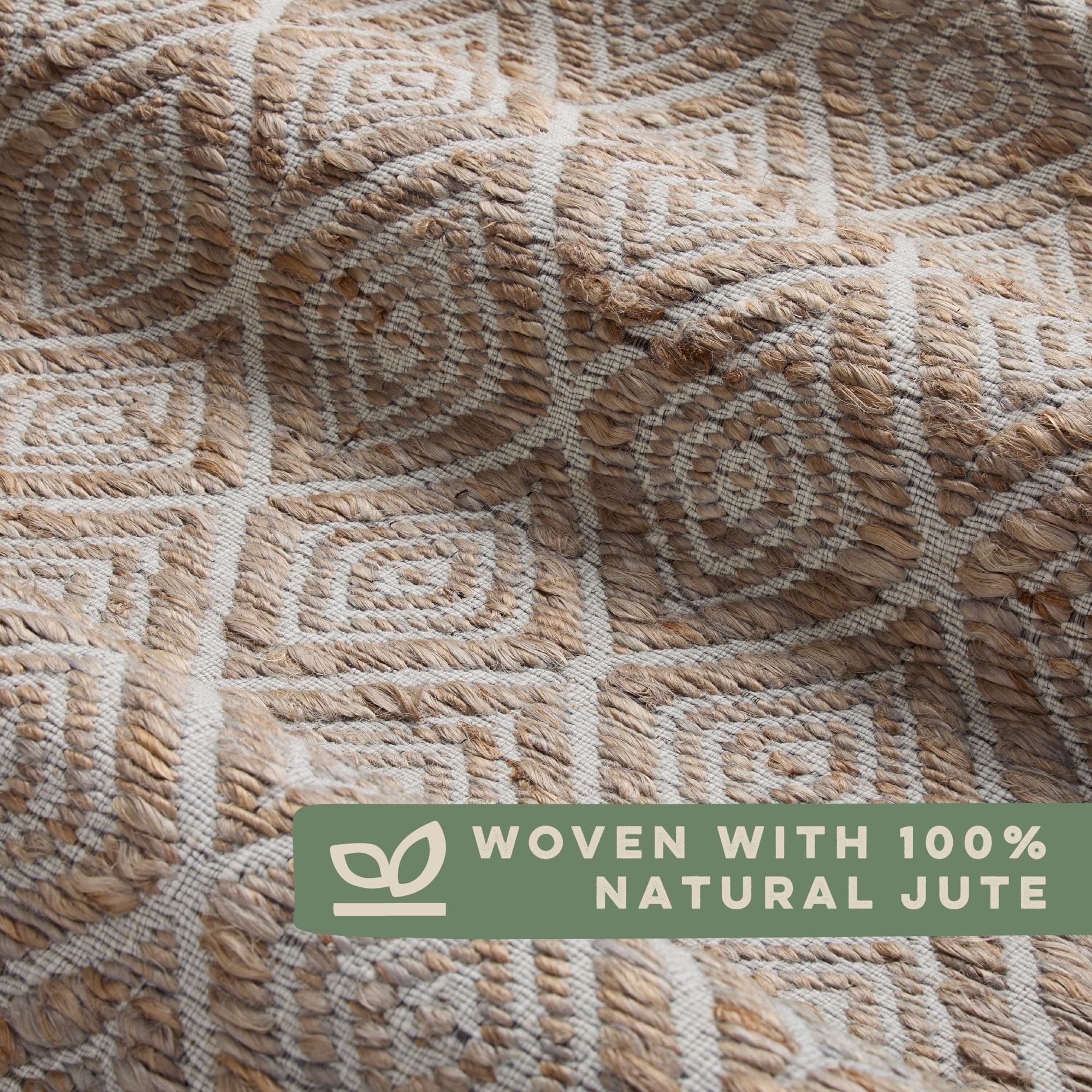 TOWN & COUNTRY TERRA Nalani Textured Diamond Hand-Knotted Flatwoven 100% Natural Jute Area Rug, Brown, 8'x10'