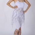 thumbnail image 4 of Triangle Sequin Fringe Mesh Dance Class Hip Scarf Scarves Wrap Belt Skirt White, 4 of 5