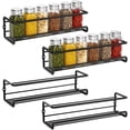 thumbnail image 1 of Kitchen Spice Rack, Metal Spice Rack Without Drilling, Kitchen Wall Mounted Spice Rack, Spice Holder for Spice Jars Accessory Kitchen Pantry Cupboard, 29x6x6cm (Black, 4 Pieces), 1 of 5