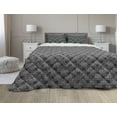 thumbnail image 1 of Abstract Comforter & Sham Bedding Set, Modernistic Hatched Shapes Geometrical Pattern Concave Star Like Shape and Square, 3 pcs Duvet Set Microfiber Filling Quilt, 5 Sizes, Grey White, by Ambesonne, 1 of 4