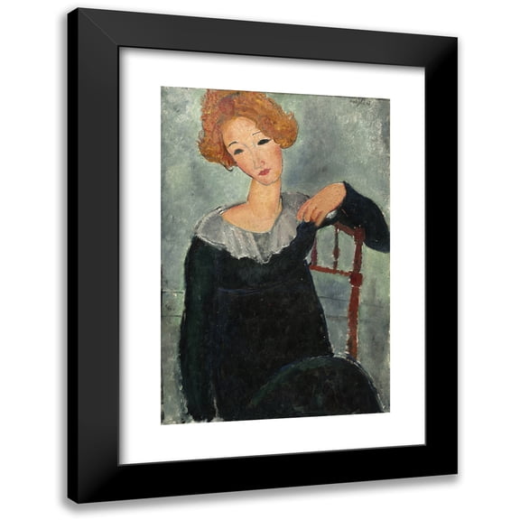 Amedeo Modigliani 11x14 Black Modern Framed Museum Art Print Titled - Woman with Red Hair (1917)