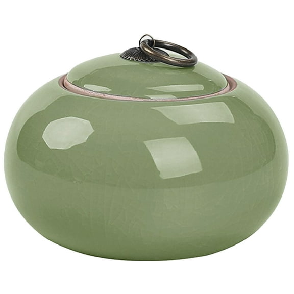 Light Green Ceramic Storage Jar with Airtight Lid for Coffee, Tea, Sugar, Nuts, Spices - Vintage Kitchen Organization Container
