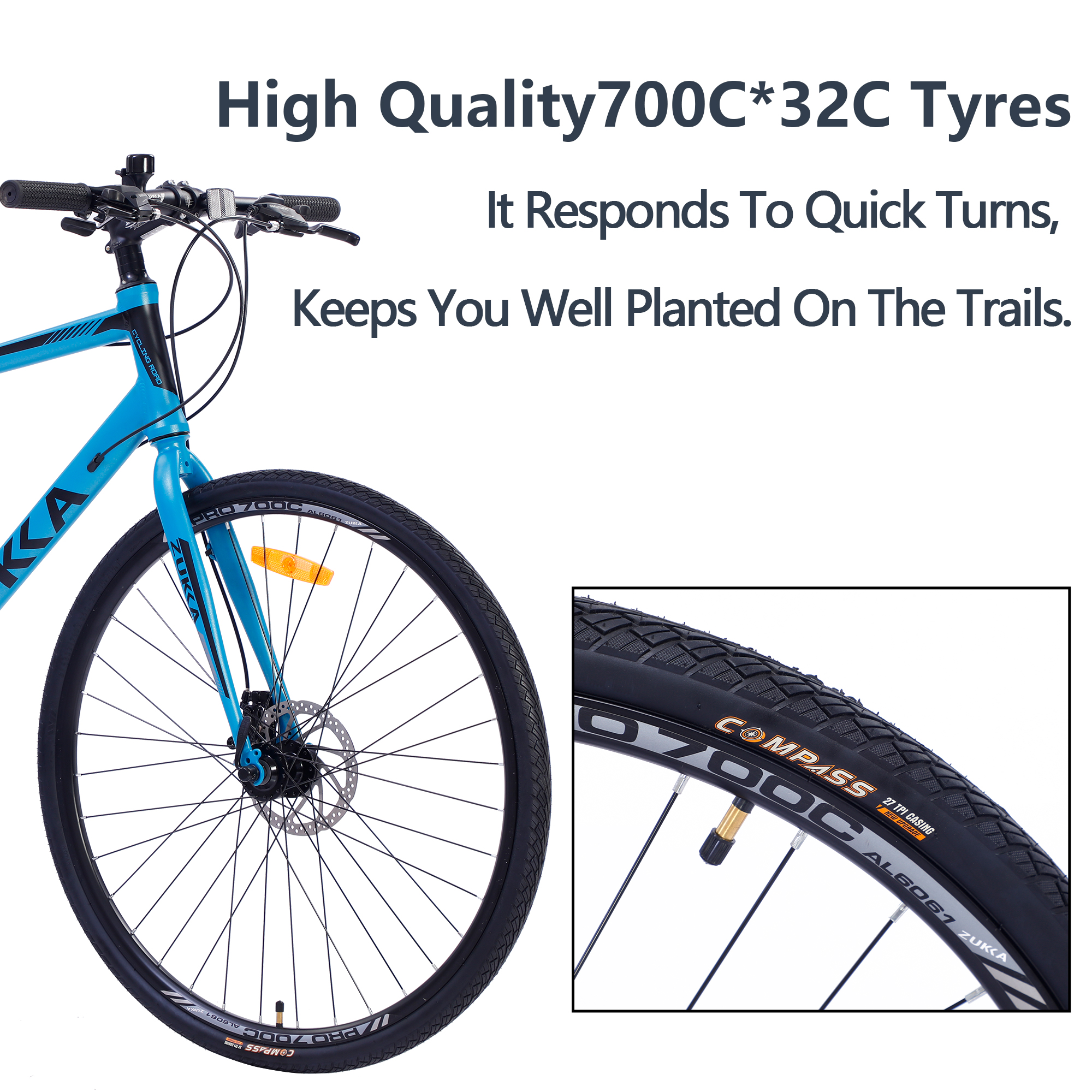 700C Road Bike for Men with Aluminum Alloy Frame 21 Speed & Disc Brakes - image 3 of 9