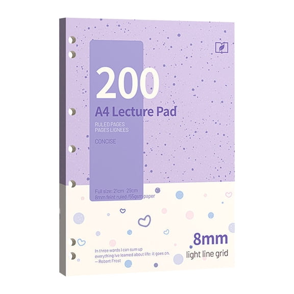 Solivara A4 College Ruled Spiral Notebook 200 Tear-Out Pages Ink Splatter Cover Multi-Hole Punch Notepad With Margin,Purple,8.27*11.42 in
