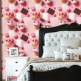 thumbnail image 2 of Pink Peel and Stick Wallpaper Pink Cupcakes Macarons Chocolate Strawberries Soft Spring Wall Mural 23.6in x 9.8ft Self Adhesive Removable Wall Paper Renter Friendly Wallpaper for Girls Bedroom, 2 of 8