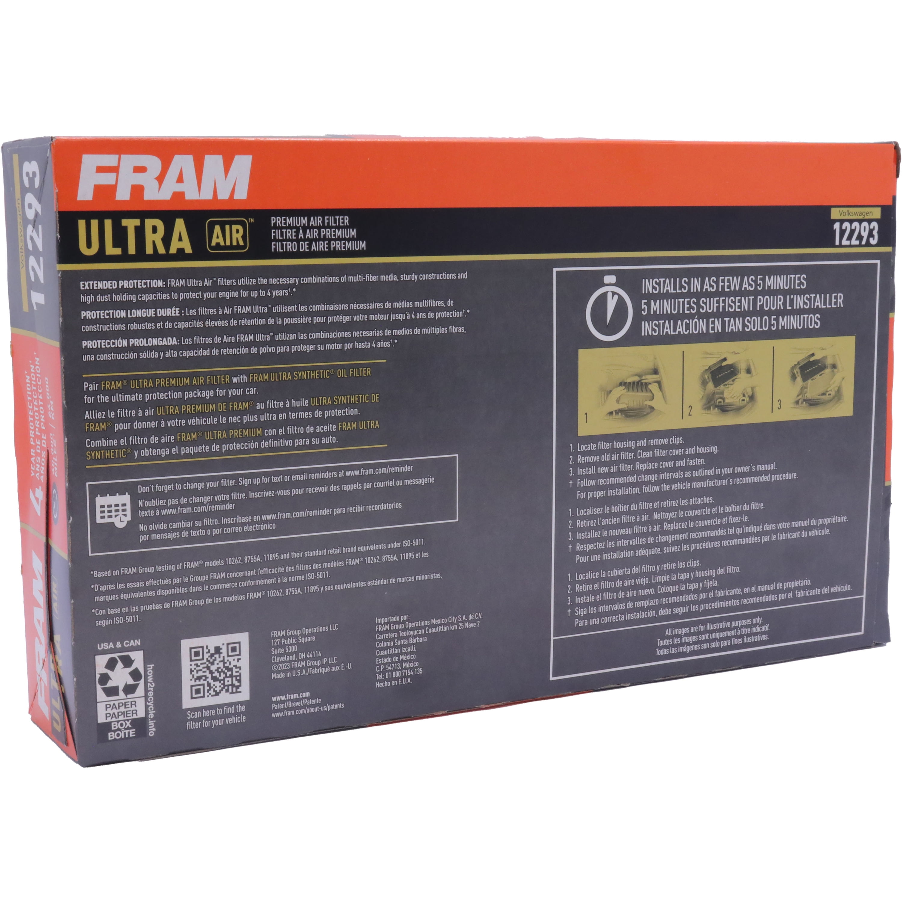FRAM Ultra Air XGA12293, Premium Engine Air Filter