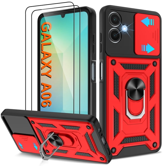 Funda ATUMP para Galaxy A06 6.7" Roja Antigolpes con Soporte Giratorio