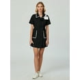 thumbnail image 3 of Ribbon Design Double-Breasted Collar & Pocket Elastic Waist Casual Or Professional Commute Elegant Women Pocket Lab Coat Surgical Gown Nurse Clinic Dental Doctor Beauty Salon, 3 of 6