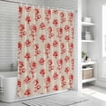 thumbnail image 6 of Red Floral Shower Curtain, Waterproof Shower Curtains for Bathroom, Valentine's Day Roses Flowers Vintage Beige Washable Fabric Bathtub Curtain Set Bath Decor with 12 Hooks 72"x78", 6 of 8