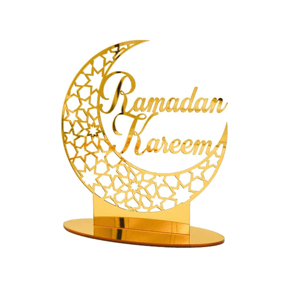 1pcs Acrylic Eid Mubarak Table Decoration, Ramadan Moon Night Light, Ramadan Mubarak Decoration, Moon Star Ramadan