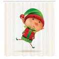 thumbnail image 3 of Ambesonne Elf Shower Curtain, Little Boy Holding a Present, 69"Wx84"L, Fern Green Vermilion, 3 of 3