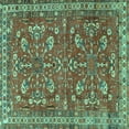 thumbnail image 1 of Ahgly Company Machine Washable Indoor Square Persian Turquoise Blue Traditional Area Rugs, 3' Square, 1 of 4