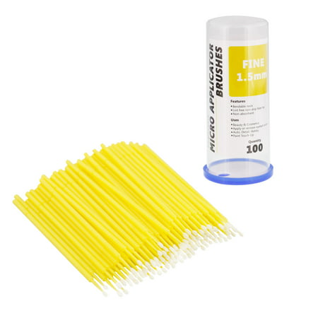 100 Paint Touch Up Brushes, Disposable Micro Brush Applicators, Yellow with Fine 1.5 mm Tips Auto Body Shop