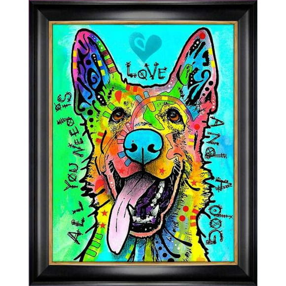 "Love and a Dog" Dog Art Print by Dean Russo