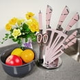 thumbnail image 4 of 9PCS Pink Kitchen Knife Set Stainless Steel Hollow Handle Chef Knives Complete Set, 4 of 10