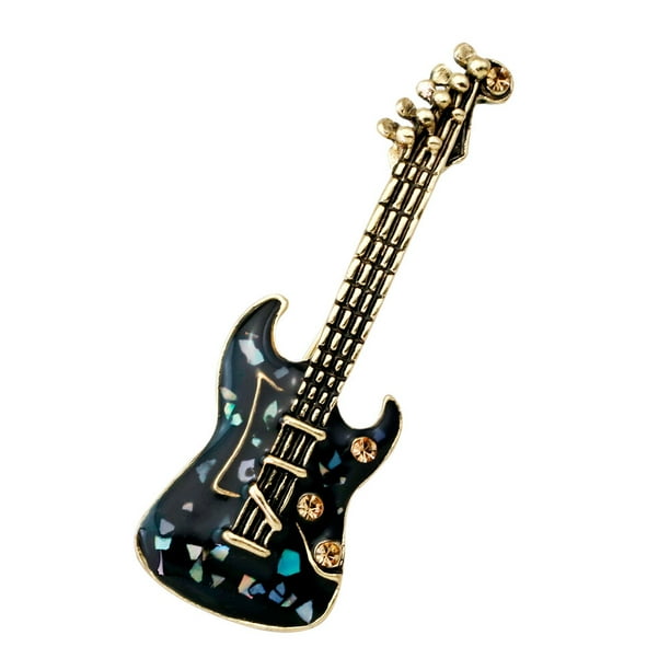 Broche de guitarra, joyería, instrumentos novedosos, moda para hombres, decoración, ramillete, joyería, música (negro)