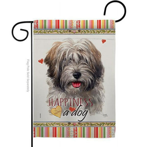 Breeze Decor G160228-BO 13 x 18.5 in. Dog Tibetan Terrier Happiness Double-Sided Decorative Vertical Garden Flag