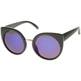 thumbnail image 2 of sunglassLA - Women's Fashion Round Iridescent Mirror Lens Cat Eye Sunglasses - 55mm, 2 of 4