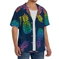 thumbnail image 4 of Disketp Men's Hawaiian Abstract Bright Pineapple Fruit Retro Print Shirts Button Down Holiday Beach Shirts-Medium, 4 of 7