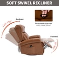 thumbnail image 6 of 360° Swivel Recliner Chair Rocker with Massage and Heating for Elderly, Genuine Leather Lounge Single Sofa with Adjustable Footrest and Backrest, Yellow, 6 of 7