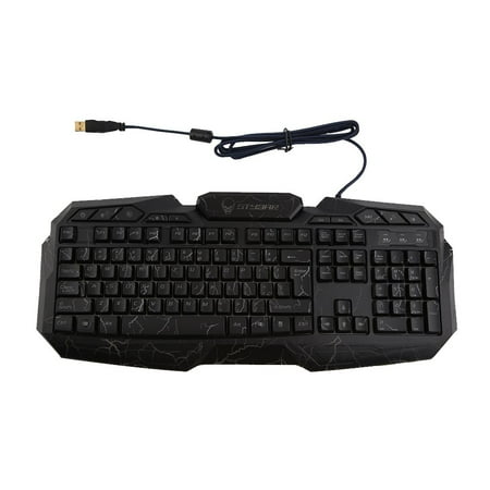 GX777 Ergonomic USB Wired Gamer Crackle LED Gaming Keyboard Non Mechanical