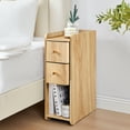 thumbnail image 4 of LEFHDA Modern Narrow Nightstands Set of 2 & Dressers Mid-century Modern Natural Wood Bedside Tables with Drawers, Open Shelf, and Wood Grain Design for Bedroom & Living Room, 4 of 9