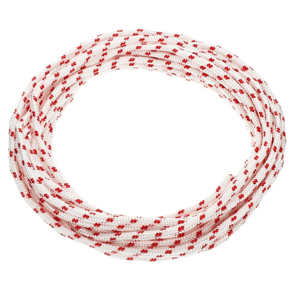 Recoil Starter Rope Pull Cord, 6mm Dia 12m 39ft Polyester Pull Cord, Red and White