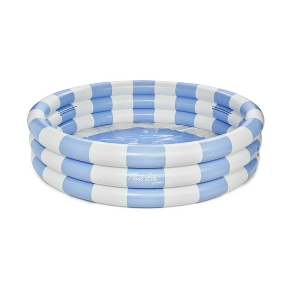 Float Life by Funboy Inflatable 3-Ring Pool, Blue Stripe - Summer Breeze, 65" Diameter, Children 6 