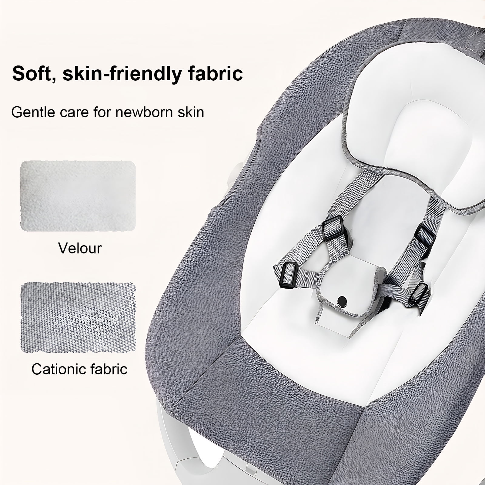 Baby Swing Infant Swing Electric Toddler Baby Rocker Portable for Newborn Boy Girl, 5 Natural Motion Speeds with Remote Control, Preset Melodies, Timer and Bluetooth, 0 - 12 Months Max 20 Lbs (GREY)