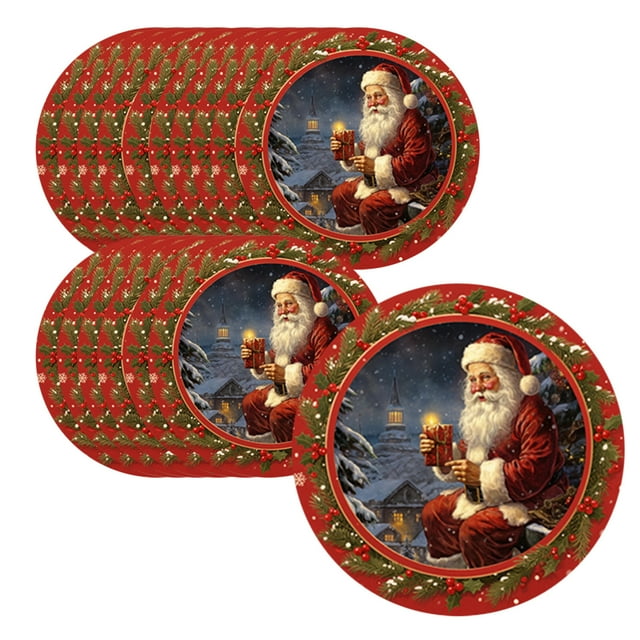 SDNall Christmas Tree Decorations, Outdoor Christmas Tree, 16 Pieces 9 Inches Christmas Disposable Paper Plates Winter Christmas Tree News Year Party Tableware Supplies Birthday Party Tableware