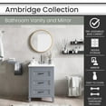 thumbnail image 3 of Hanover Ambridge 24'' Vanity Cabinet with Sink Combo for Bathroom, Powder Room | Pre-Assembled Cabinet | Accent Mirror | Artificial Stone Countertop, Gray Cabinet | HANVN0104-24-0GR, 3 of 12