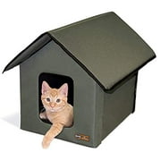 Angle View: K&H Pet Products 3990 Outdoor Kitty House, 18 x 22 x 17-Inches, Unheated - Olive