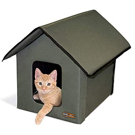 K&H Pet Products 3990 Outdoor Kitty House, 18 x 22 x 17-Inches, Unheated - Olive
