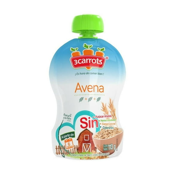 Alimento para lactante 3Carrots avena 113 g