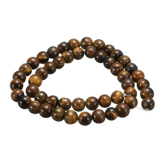 Uxcell 100pcs Natural Stone Beads 8mm Tiger Eye Yellow Round Gemstone Stone Loose Beading Real Genuine Smooth Balls Bead for Jewelry Making Bracelets Necklace Earrings DIY