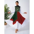 thumbnail image 5 of YiZYiF Women Print Sleeveless Liturgical Praise Dance Worship Tunic Chiffon Asymmetrical Dress Dark Green L, 5 of 7